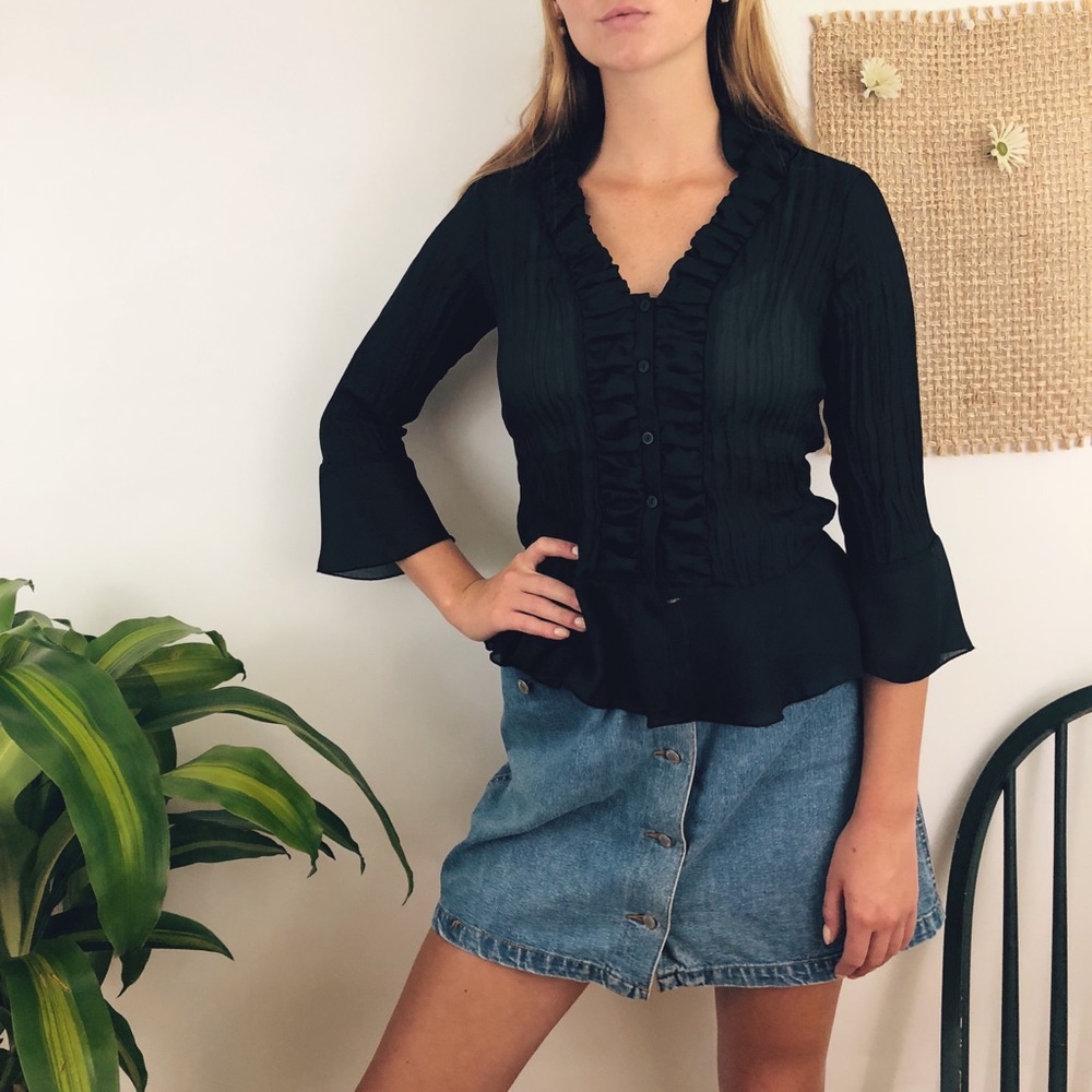 FINAL PRICE DROP Ruffled Flared Sleeve Blouse